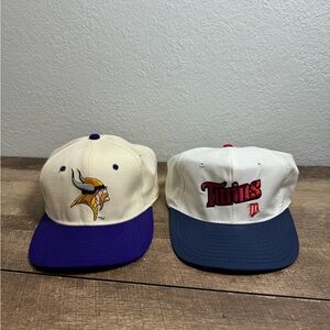 Vintage Pro Star Minnesota Twins SnapBack / 7 1/4 Vintage Vikings Fitted ￼‎